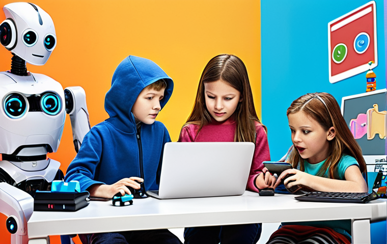 Coding Opens Worlds**
* **Prompt:** Children enthusiastically coding on laptops, surrounded by imaginative creations like robots, games, and apps. Bright, colorful, and futuristic background suggesting limitless possibilities.
**
