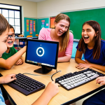 **

Inspiring coding teacher surrounded by enthusiastic students working on fun projects (like creating games or websites). Colorful, vibrant classroom setting. Emphasize the joy of learning and the connection to real-world applications.

**