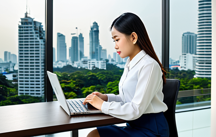 코딩교육지도사와 취업 정보 사이트 - Modern Thai Office Worker**
A young professional Thai woman in a modest, stylish business outfit (s...