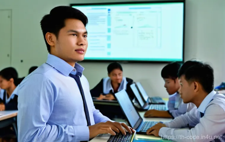 코딩교육지도사 자격증 취득 시 유리한 학력 - **Prompt 1: The Foundation of Knowledge - Computer Science Instructor**
"A confident Thai male t...