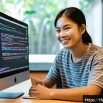 코딩교육지도사와 1대1 맞춤형 강의 사례 - A cozy and modern home study room scene showing a young Thai adult coding one-on-one with an experie...