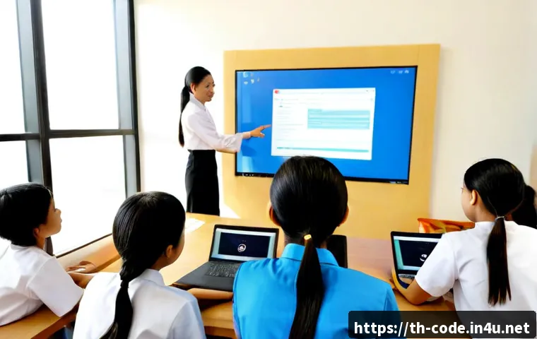 Home 30 코딩교육지도사와 디지털 리터러시 교육 - Photorealistic Thai coding education instructor guiding a diverse group of middle-school students in...
